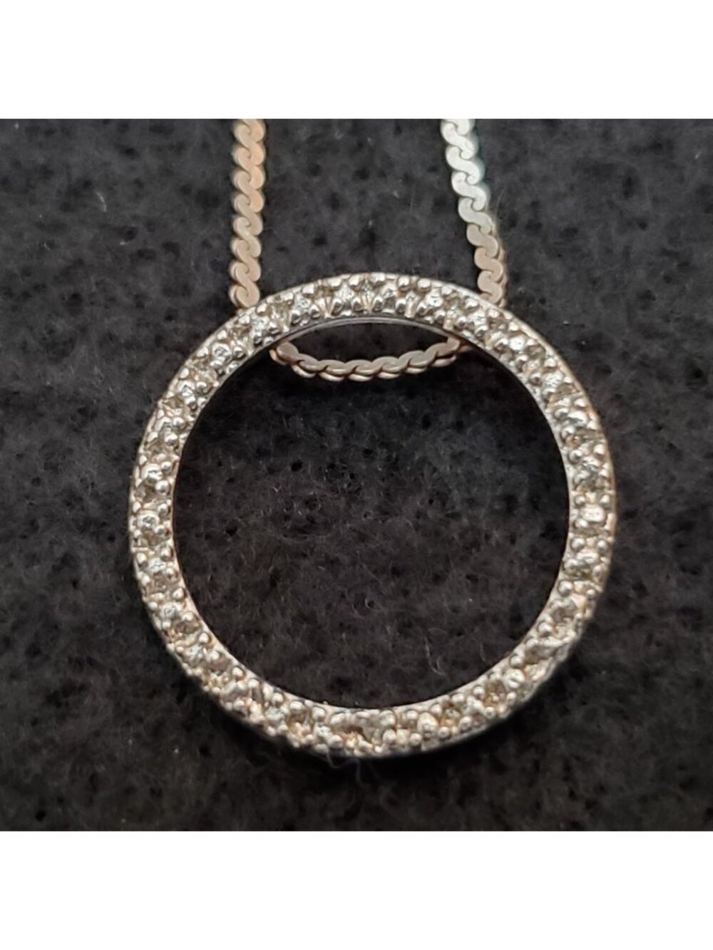 Sterling Silver Eternity Ring Pendant Necklace Textured .75" 24"